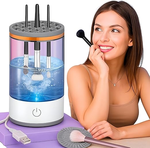 Makeup Brush Cleaner – Electric Brush Spinner with Bowl & Stand